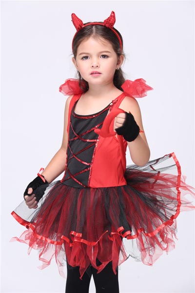 F68029 Girls Devil Tutu Dancing Halloween Costume